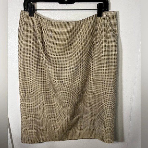 Carlisle,14, Vintage tweed,silk linen blend midi pencil skirt rear hook eyes zip - Picture 1 of 6